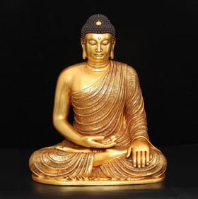 An Exquisite Gilt Bronze Statue of Sakyamuni