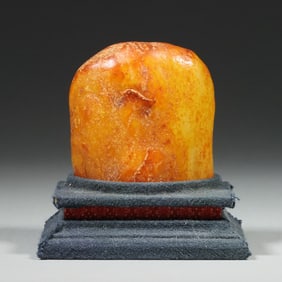 An Exquisite White Jade with poem Seal