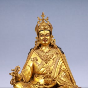 An Exquisite Gilt Bronze Statue of Padma Sambhava