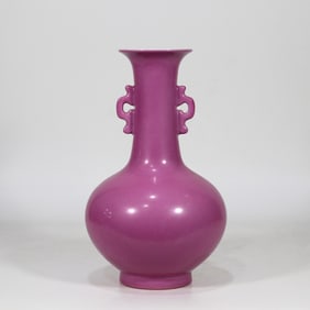 An Exquisite Ruby Red-Glazed Double-Ears Vase