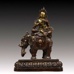 A Solemn Gilt Bronze Statue of Samantabhadra