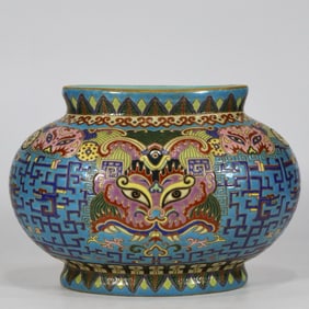 An Exquisite Cloisonne Chi-Dragon and Beast-Face Pattern Vase