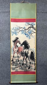 A Chinese Vertical Scroll Ink Painting of Horse on Paper,Xu Beihong