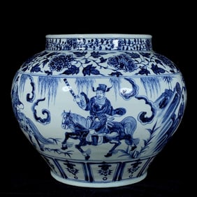 A Rare Blue and White Character and Story Pattern Jar