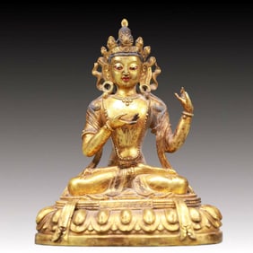 A Solemn Gilt Bronze Statue of Gautama’s Mother