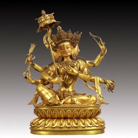 A Solemn Gilt Bronze Statue of Gautama’s Mother