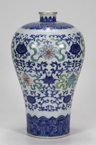 A Rare Blue and White Doucai Painted Gold Lotus and Eight Treasures Pattern Vase
