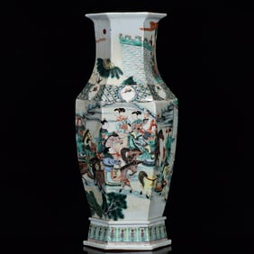 A Huge Wucai Character and Story Pattern Vase