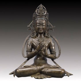 A Solemn Bronze Statue of Bodhisattva