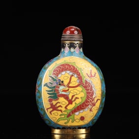 An Exquisite Cloisonne Flower and Dragon Pattern Snuff Bottle