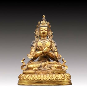 A Solemn Gilt Bronze Nine Buddha statues