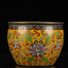 An Ecmxquisite Cloisonne Lotus Pattern Vat