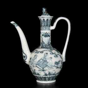 An Exquisite Blue and White Character and Story Pattern Ewer
