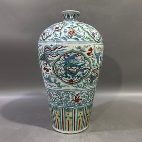A Rare Doucai Dragon and Phoenix Pattern Vase