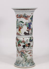 A Huge Wucai Character and Story Pattern Vase