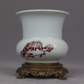 An Exquisite Underglaze-Red Inlaid Bronze Fish Pattern Jar
