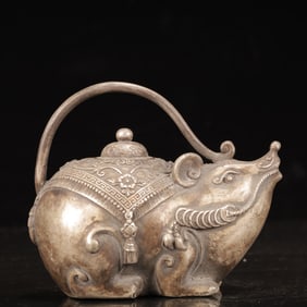 An Exquisite Silver-plated Copper Mouse-Shaped Censer