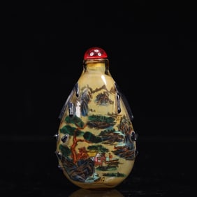 An Exquisite Glass Landscape and Figure Pattern Snuff Bottle