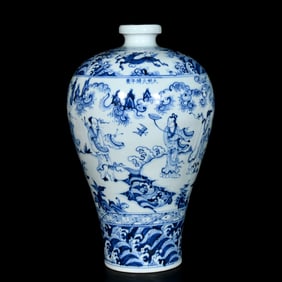 A Huge Blue and White Character and Story Pattern Vase