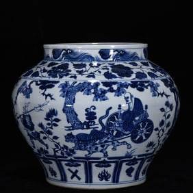 A Rare Blue and White Character and Story Pattern Jar