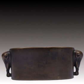 An Exquisite Bronze Elephant-Ears Censer,Qing Dynasty, China,With