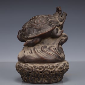 An Exquisite Purple Sands Dragon and Turtle-Shaped Censer
