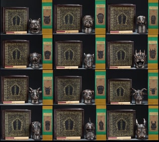 A Set of Ancient Bronze Color The twelve Chinese zodiac signs Animal head Ornaments,With Vertical