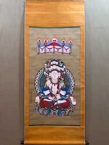 A Chinese Vertical Scroll Ink Painting of Buddha on Paper,Zhang Daqian