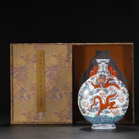 A Rare Doucai Seawater,Auspicious Cloud and Dragon Pattern Dragon-Ears Vase