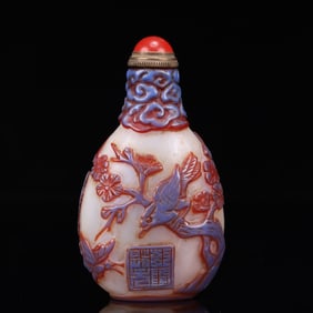 An Exquisite Glass Flower and Bird Pattern Snuff Bottle