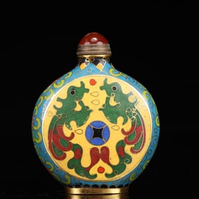 An Exquisite Cloisonne Flower and Phoenix Pattern Snuff Bottle