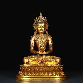 A Rare Gilt Bronze Statue of Amitayus