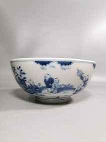 An Exquisite Blue and White Character and Story Pattern Bowl