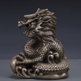 An Exquisite Silver-plated Bronze Dragon Ornament