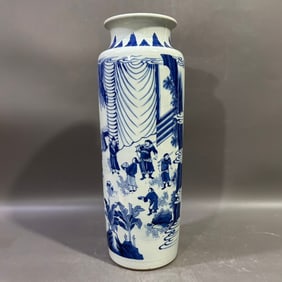 A Huge Blue and White Character and Story Pattern Vase