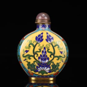 An Exquisite Cloisonne Flower Pattern Snuff Bottle