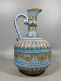 An Exquisite Sky Blue Glazed Famille-Rose Painted Gold Flower Pattern Pot