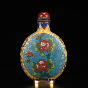 An Exquisite Cloisonne Flower Pattern Snuff Bottle