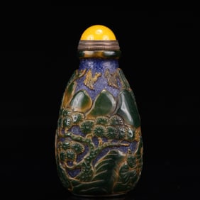 An Exquisite Glass Landscape and Figure Pattern Snuff Bottle