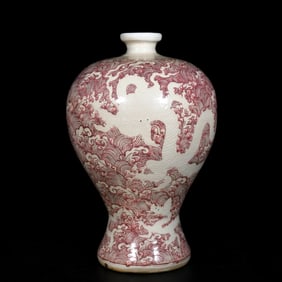 A Huge Underglaze-Red Seawater and Dragon Pattern Vase