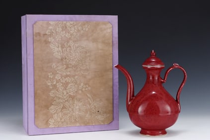 An Exquisite Ruby red-Glazed Ewer