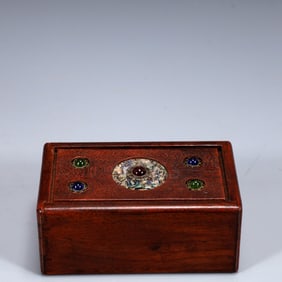 An Exquisite Huali wood Inlaid Gems Box