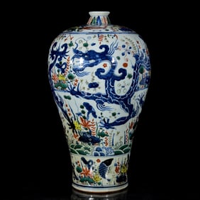 A Huge Doucai Dragon,Fish and Algae Pattern Vase