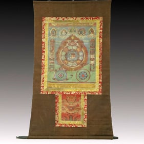 A Rare Brocade Painted Color Statue of Vajra Tangka