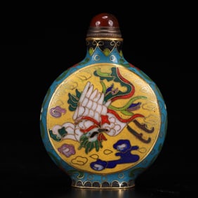 An Exquisite Cloisonne Dragon and Phoenix Pattern Snuff Bottle