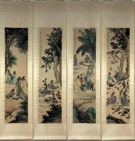A Chinese Vertical Scroll Ink Painting of Character and Story on Paper,Fu Baoshi