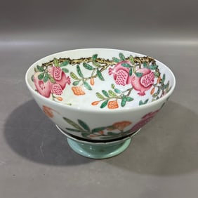 An Exquisite Famille-Rose Bats and Pomegranate Pattern Bowl
