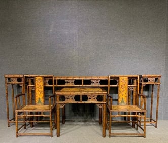 A Set of Huge Huanghuali wood Auspicious Cloud and Dragon Pattern Furniture?With Poem