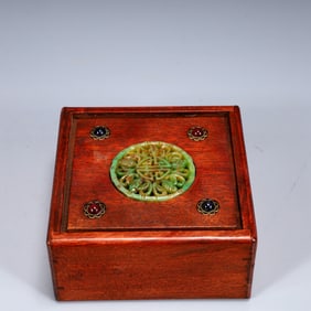 An Exquisite Huali wood Inlaid Gems Box