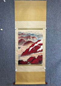 A Chinese Vertical Scroll Ink Painting of Landscape and Figure on Paper,Ya Ming